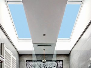 skylights in bathroom with grey interior design in perth
